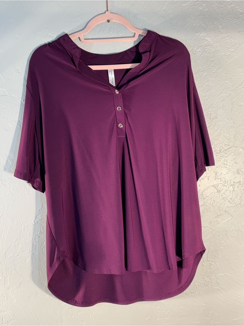 Perseption Plum Short-Sleeve Henley Top